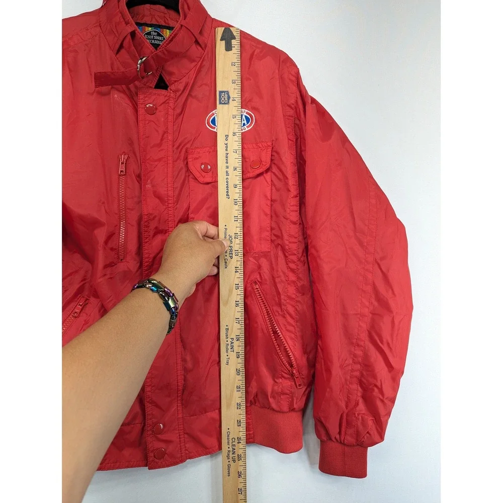 Vintage NHRA Drag Racing Bomber Jacket Red Nylon Windbreaker Mens Medium J10